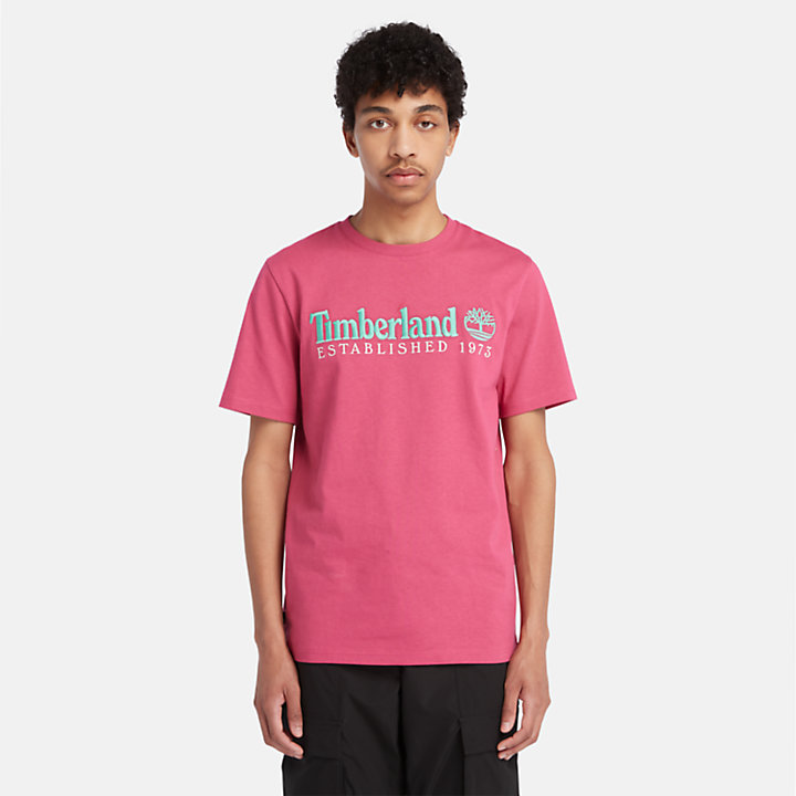 T-shirt de Gola Redonda Est. 1973 para Homem em cor-de-rosa-
