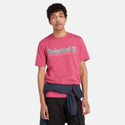 Timberland T-shirt De Gola Redonda Est. 1973 Para Homem Em Cor-de-rosa Cor-de-rosa