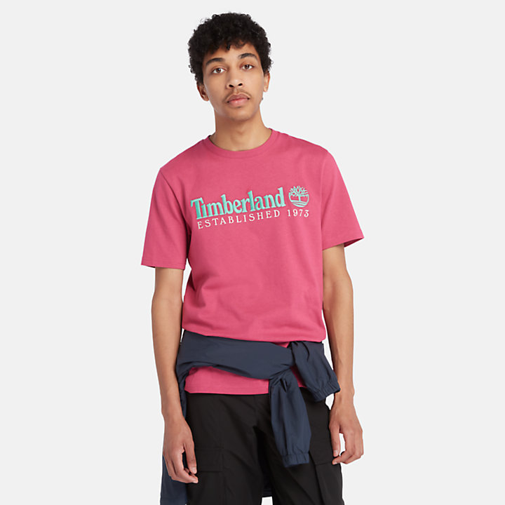 Camiseta de cuello redondo Est. 1973 para hombre en rosa-