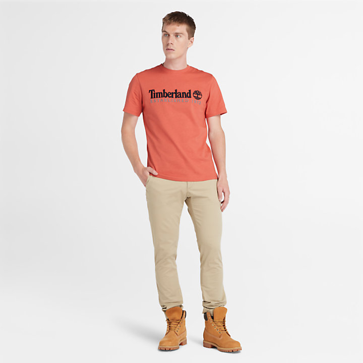 T-shirt met logo en korte mouwen voor heren in oranje-