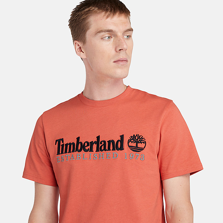T-shirt met logo en korte mouwen voor heren in oranje
