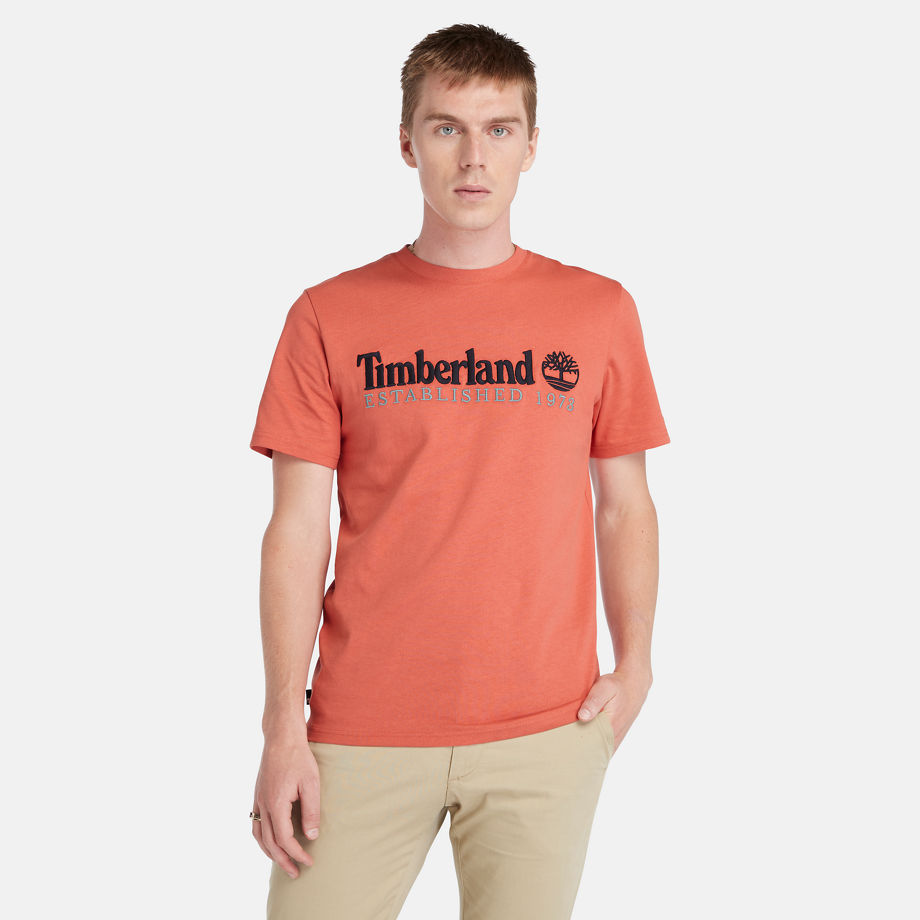 Timberland Short Sleeve Logo T-shirt For Men In Orange Orange, Size M