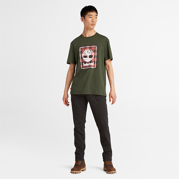 T-shirt a Maniche Corte Buffalo da Uomo in verde scuro-