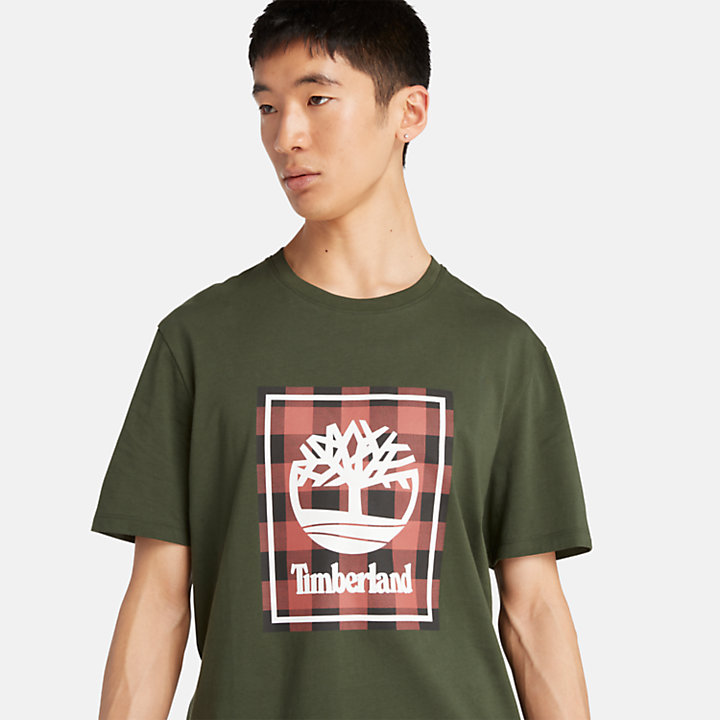 Short Sleeve Buffalo T-Shirt for Men in Dark Green-