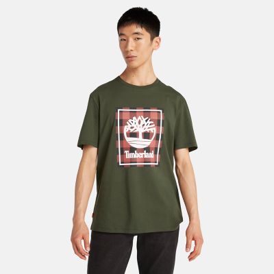 Timberland Short Sleeve Buffalo T-shirt For Men In Dark Green Green