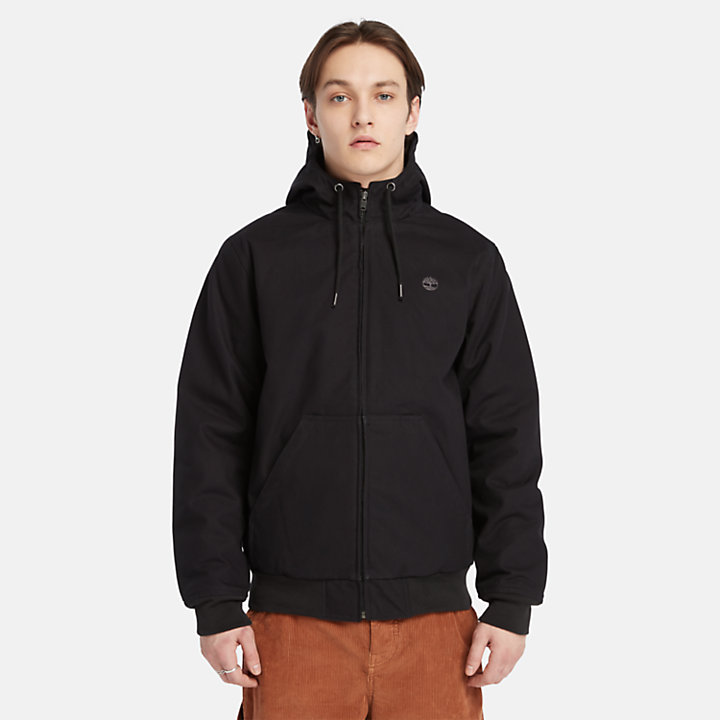 Insulated Canvas Hooded Bomber Jacket for Men in Black | Timberland