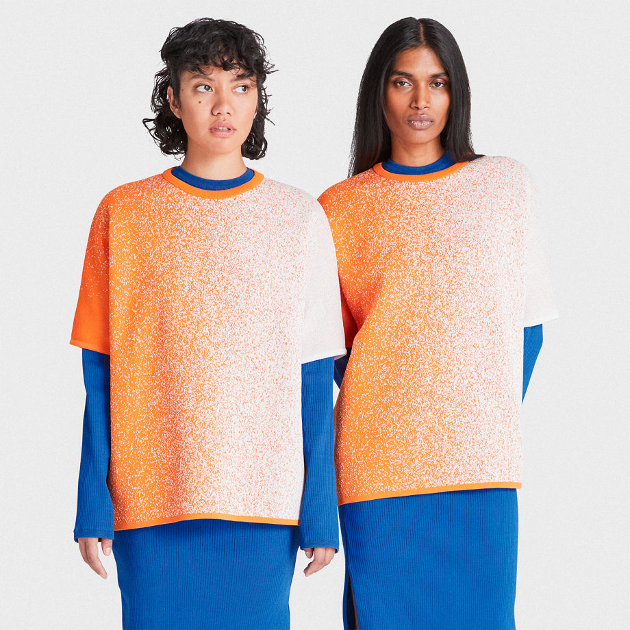 Timberland X Suzanne Oude Hengel Future73 Ss Knit Tee For Women In Orange Orange, Size XL