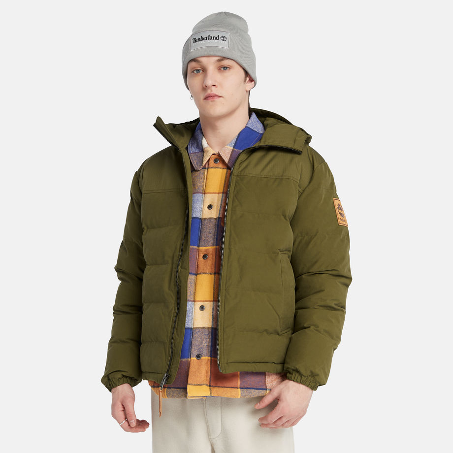 Timberland Mountain Welch Hooded Water Repellent Puffer Jacket For Men In Green Green