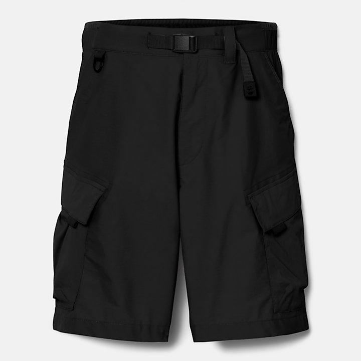 Pantalones cortos elásticos de secado rápido resistentes al viento para hombre en negro-