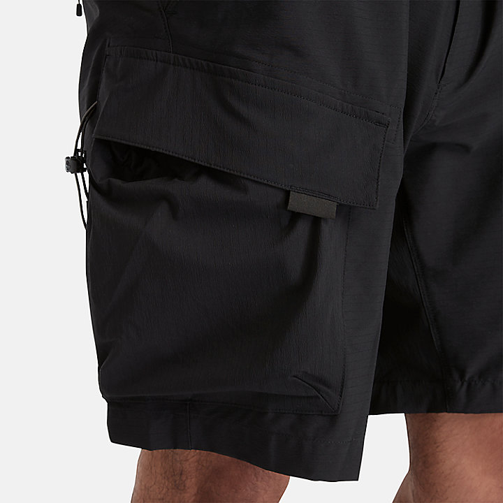 Pantalones cortos elásticos de secado rápido resistentes al viento para hombre en negro