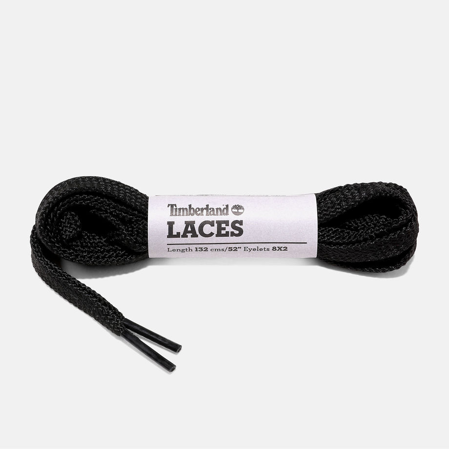 Timberland 132cm/52" Flat Replacement Laces In Black Black Unisex, Size ONE