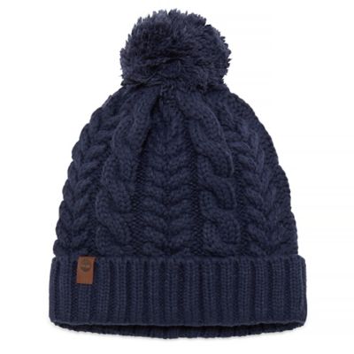 Womenʼs Cable Watch Cap with Pom Navy | Timberland