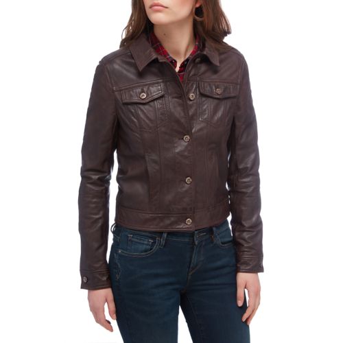 Women's Mt. Tabor Leather Trucker Jacket-