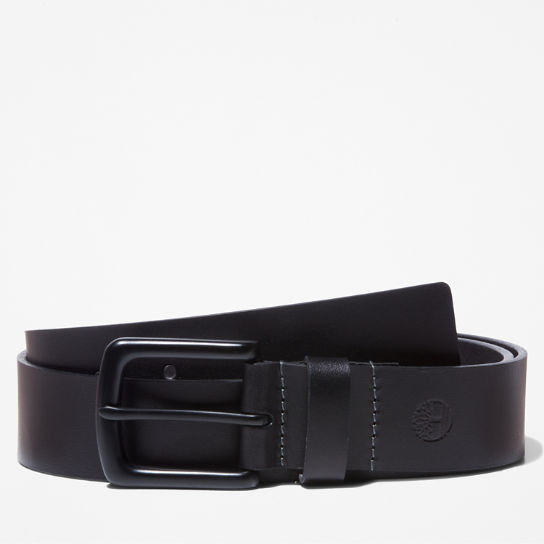 Men's Black-Buckle Leather Belt