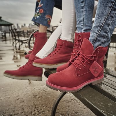 womens red timberland boots