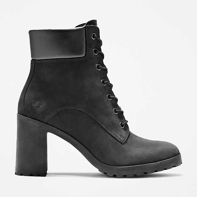 Black Lace-up Boots for Women