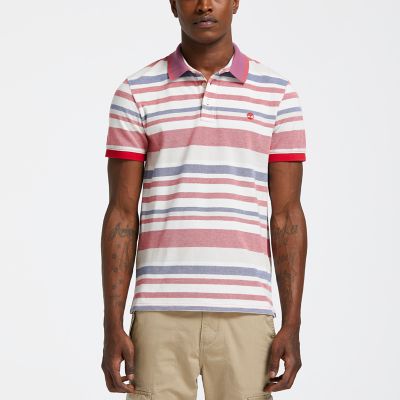 Timberland | Men's Keene River Slim Fit Striped Oxford Polo Shirt