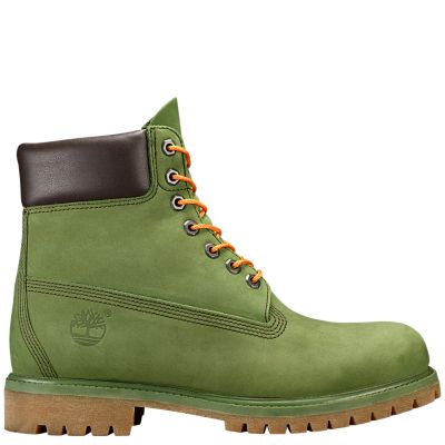green and orange timbs