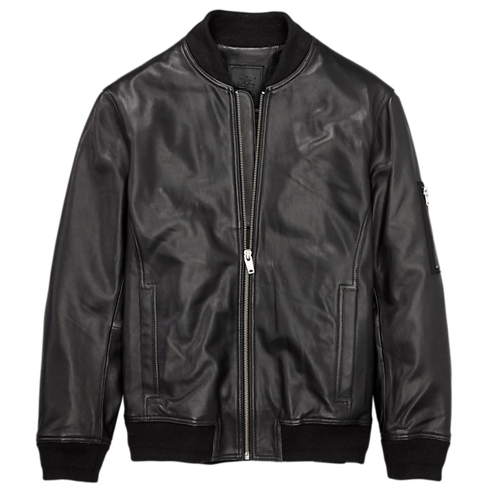 Timberland Mens Classic Leather Bomber Jacket 
