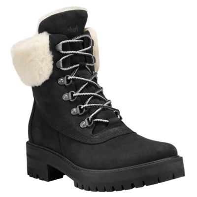 courmayeur valley shearling boot for women in black