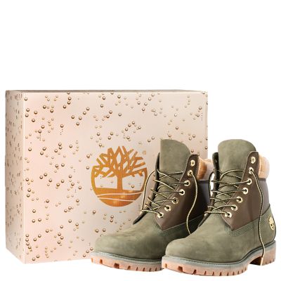 tan and green timberland boots