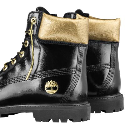 black patent leather timberland boots