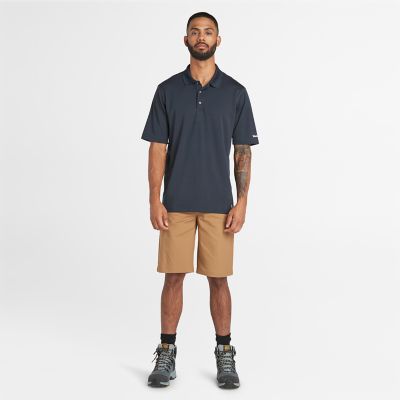 Black polo shirt and khaki outlet shorts