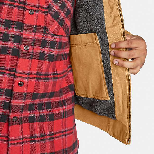 Fleece Lined Washed Canvas Shirt Jacket - ShopperBoard
