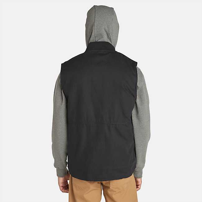 Men's Black Canvas Vest with Flap Pockets - Dark Grey | Small | USKEES