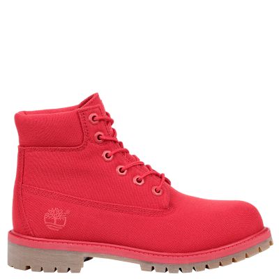 red canvas timberland boots