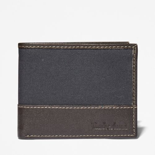 Men's Canvas & Leather Wallet with Matching Fob Gift Set-