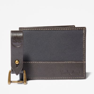 Men's Canvas & Leather Wallet with Matching Fob Gift Set