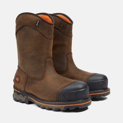 Men's Boondock Waterproof Pull-On Comp-Toe Work Boots