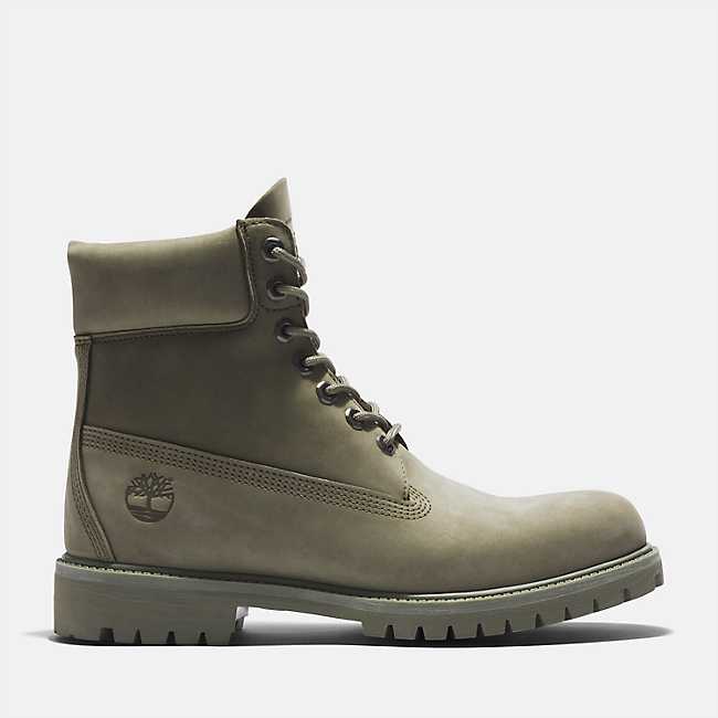 Timberland Men's 6-Inch Premium Waterproof Leather Boots - Green - Size 8