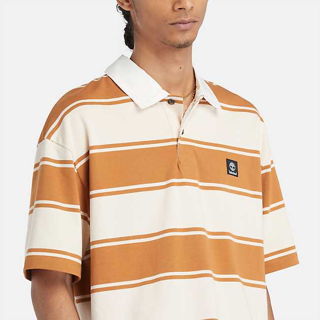 Men's Striped Rugby Short Sleeve Polo Shirt