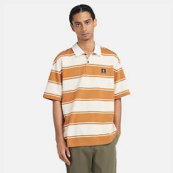 Men's Striped Rugby Short Sleeve Polo Shirt