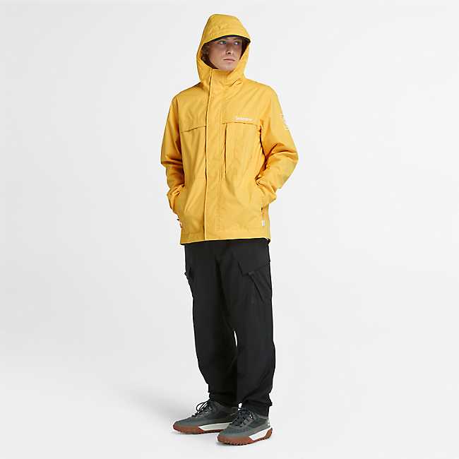 Timberland Men's Benton Water-Resistant Shell Jacket in Mustard Yellow, Size: Large