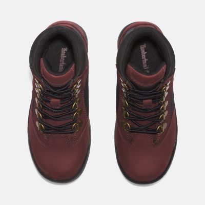 Burgundy timberland hot sale field boots