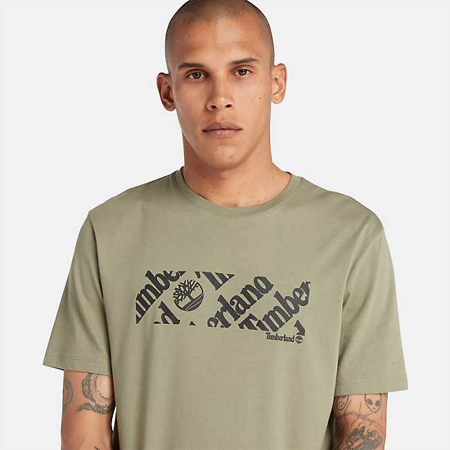 Men's Short Sleeve Linear Logo Print T-Shirt