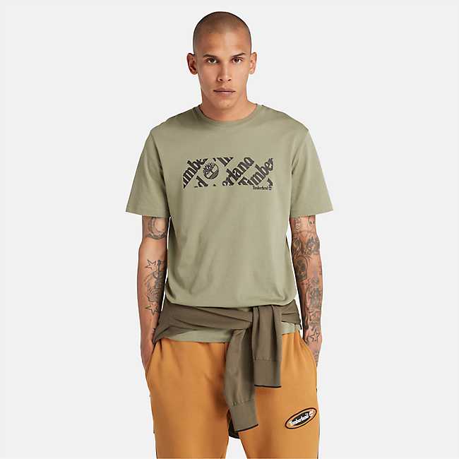 Men's Short Sleeve Linear Logo Print T-Shirt