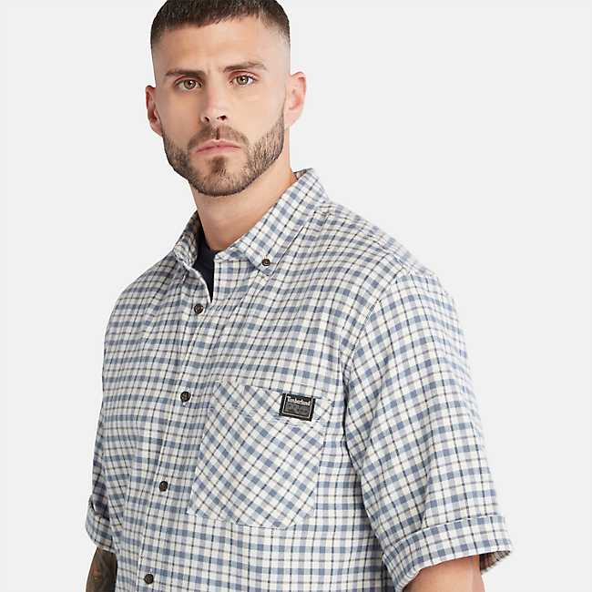 Timberland PRO Men's Woodfort Lightweight Flannel Flex Shirt in Skyway, Size: XL