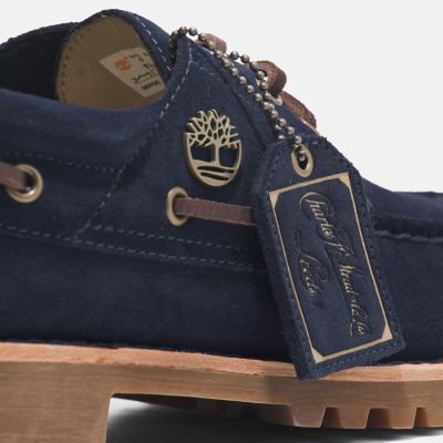 Men's Timberland® C.F. Stead™ Indigo Suede 3-Eye Lug Handsewn Boat Shoe