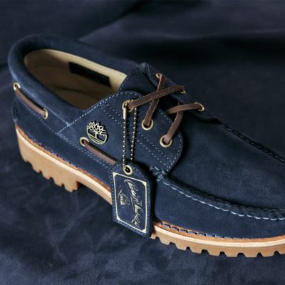 Men's Timberland® C.F. Stead™ Indigo Suede 3-Eye Lug Handsewn Boat Shoe