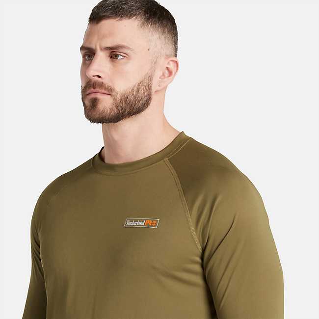 Timberland PRO Men's Wicking Good Sport Long-Sleeve T-Shirt in Burnt Olive, Size: Small