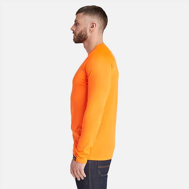 Timberland PRO Men's Wicking Good Sport Long-Sleeve T-Shirt in Bright Orange, Size: Large
